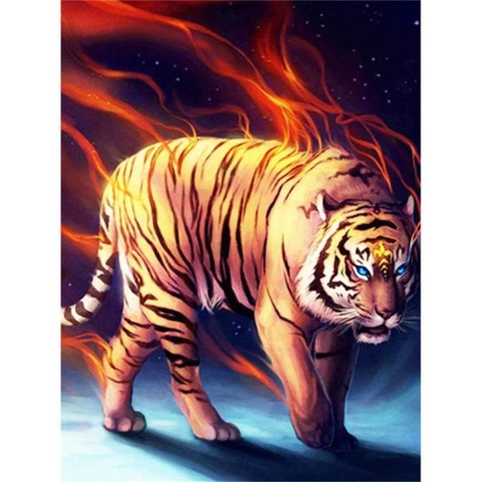ZGmaxCL 5D Diamond Painting - Tigre Che Nuota, Quadro Moderno 60x40 Cm - Kit Completo Con Tela, Diamanti Rotondi +30%, Penna, Vassoio, Per Adulti E Bambini - 4