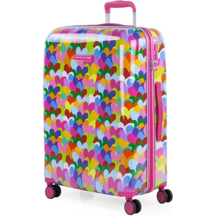 Valise Rigide Smiley Originals - Moyenne, 4 Roulettes, Polycarbonate Léger, Cadenas à Combinaison, Jaune-noir, Pour Soute Avion