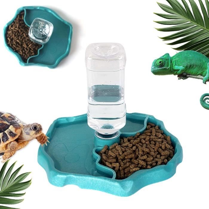 Distributeur d'eau Reptile Tortue,Abreuvoir Tortue Terrestre 2 en 1,Bol d'eau de Terrarium Reptiles,Bol d'eau pour Reptiles