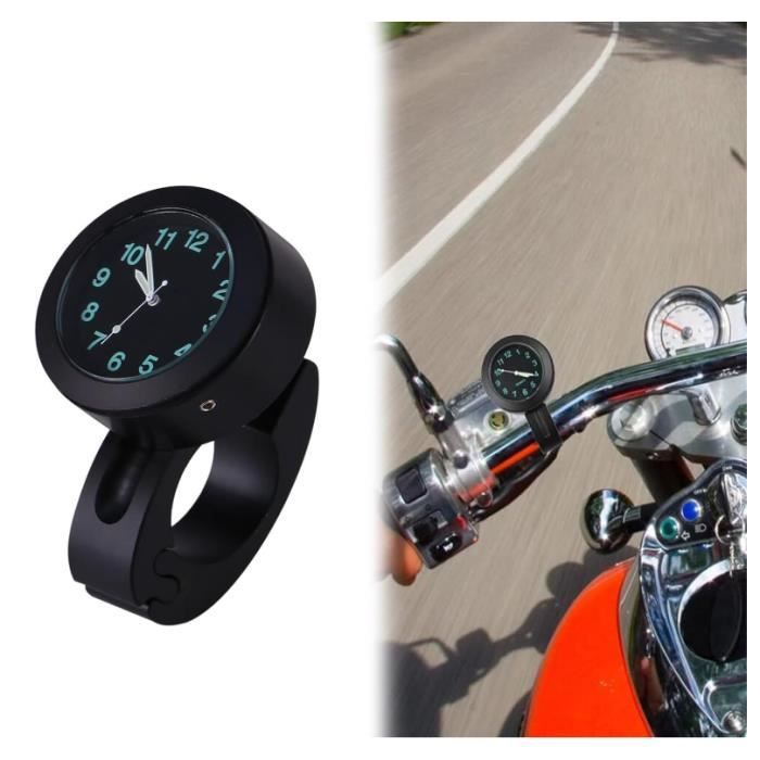 Horloge De Guidon De Moto Jayruit - Étanche, Métal, Noir - Montre Pratique Pour Motards, Installation Facile