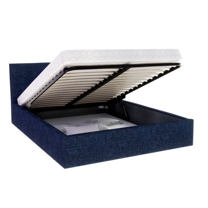 Lit Coffre Tulsa 140x190 cm - Sommier inclus Bleu marine Lit Coffre Tulsa 140x190 cm - Sommier inclus Bleu marine