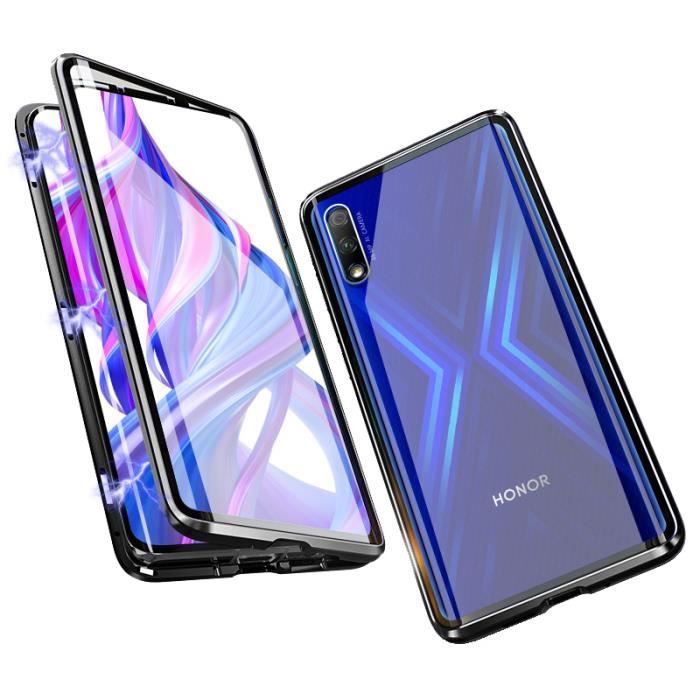 Coque Portefeuille Honor 9X Lite Avec Verre Trempé Intégré - Noir Et Rouge | Protection Complète