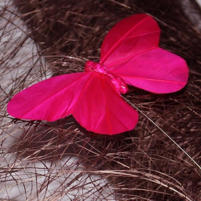 6 Pcs Papillons Fuchsia 8 5cm X 5cm Sur Tige Deco Champetre Mariage Bapteme Fetes Anniversaire Achat Vente Decors De Table Cdiscount