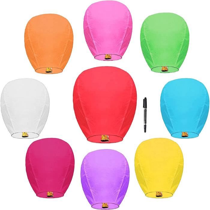 20 Lanternes Célestes Chinoises Volantes - Papier Ignifuge, 5 Couleurs, Pour Fêtes