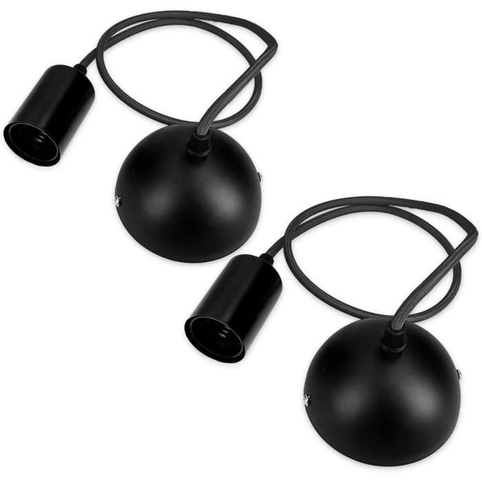 2x câble électrique pour lampe Câble avec douille E27 bague de