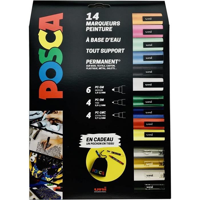 Uni Mitsubishi Pencil - Coffret Posca - 14 Marqueurs Posca - Pointes Extra-Fines PC1MC - Fines PC3M - Moyennes PC5M - Marqueur[57]