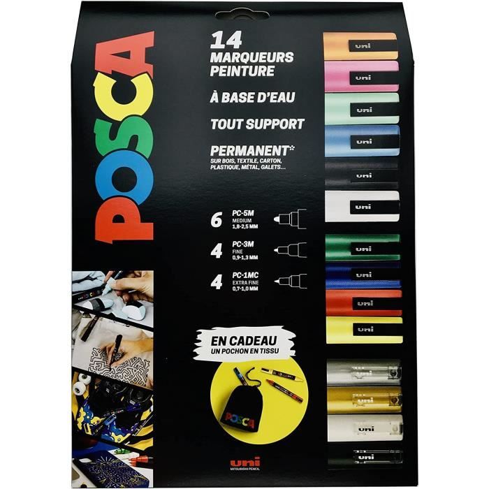 Coffret Feutres Posca PC-3M - Pointe Conique fine - Couleurs