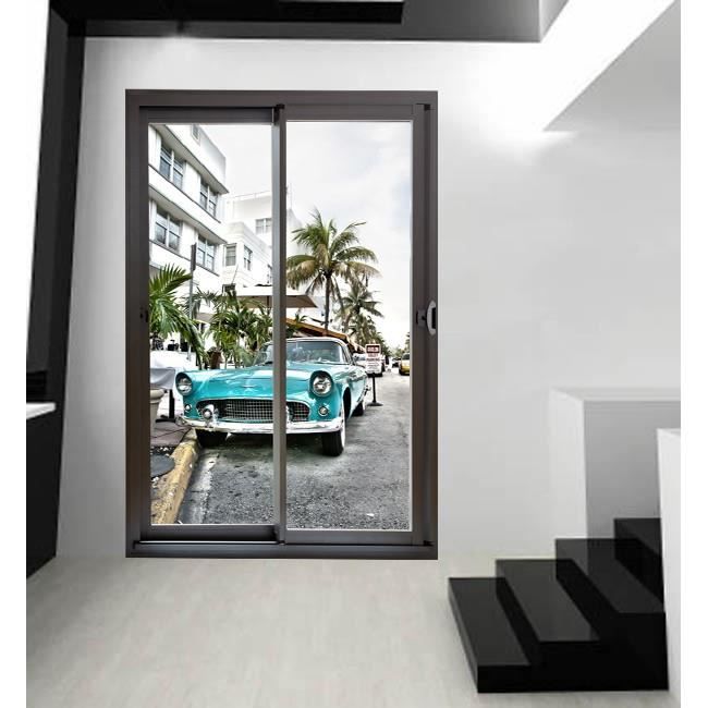 Stickers Trompe L Oeil Baie Vitree Miami Beach Normal L 120cm X