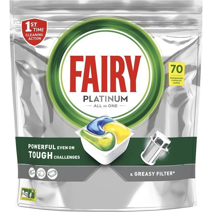 Fairy Platinum - Lot de 100 tablettes pour lave-vaisselle tout-en