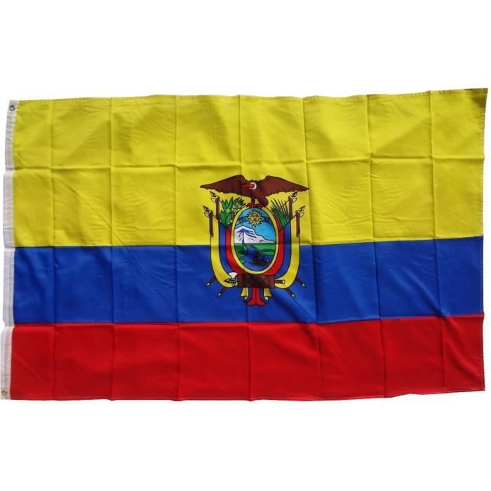 Drapeau XXL Équateur 250 x 150 cm drapeau avec 3 oeillets 100g-m² poids du  tissu