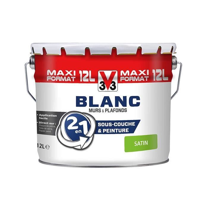 Fond Dur V33 V33 112298 Peinture Blanc 2 En 1 Murs Et Plafonds Sat 12l