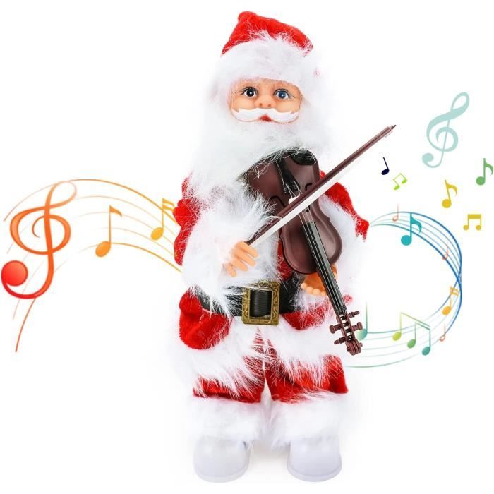 Figurine - Père Noël - Musical - Lumière colorée - Violon élégant