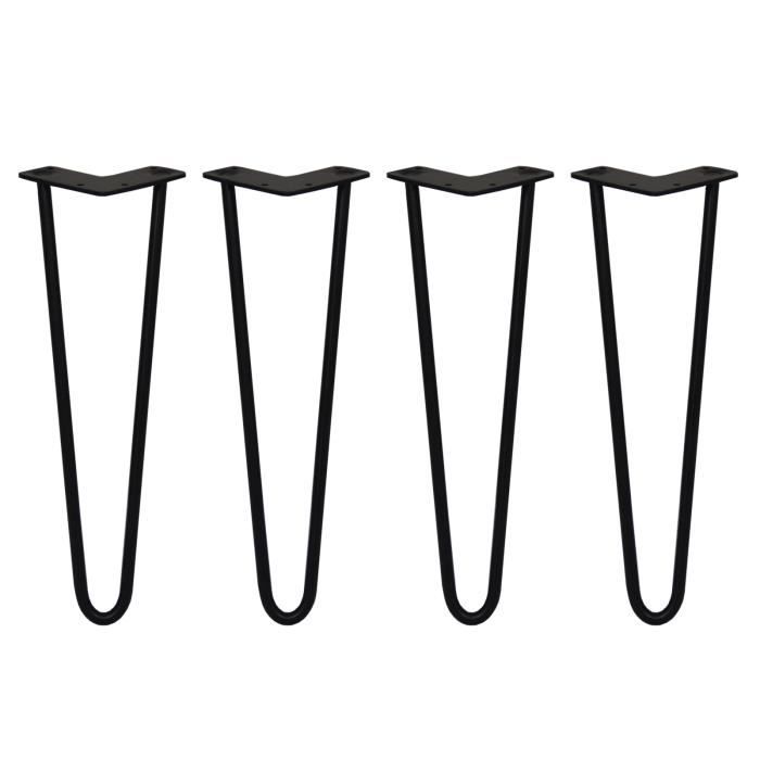 Pieds de Table en Épingle à Cheveux SKISKI LEGS - Noir - 40,6cm - 2 Tiges - Acier - Industriel - Loft