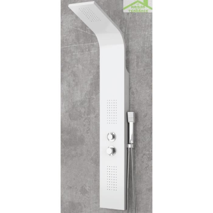 Colonne de douche hydromassante SUE en aluminium 140x20x6,5 cm Blanc