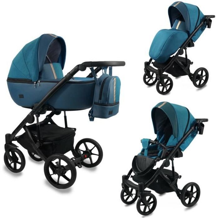 Poussette combinée - SaintBaby - Turquoise - 3 en 1 - Isofix - Siège auto pour bébé