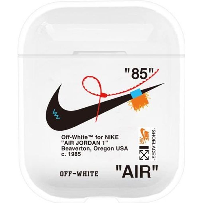 Coque AirPods Off white for Nike 85 Noir Protection Housse Etui