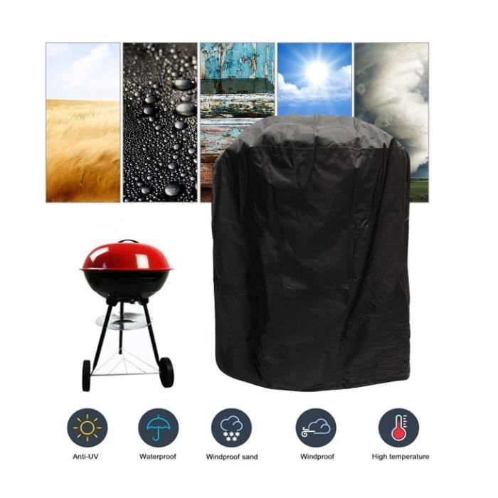 Housse de Protection Barbecue, Housse/ Bâche Barbecue Imperméable , Kit de revêtement de barbecue avec Sac de Rangement Noir