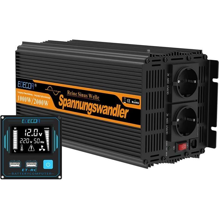 Convertisseur 12v 220v 2000W convertisseur de Tension Onduleur avec écran  LCD - Cdiscount Auto