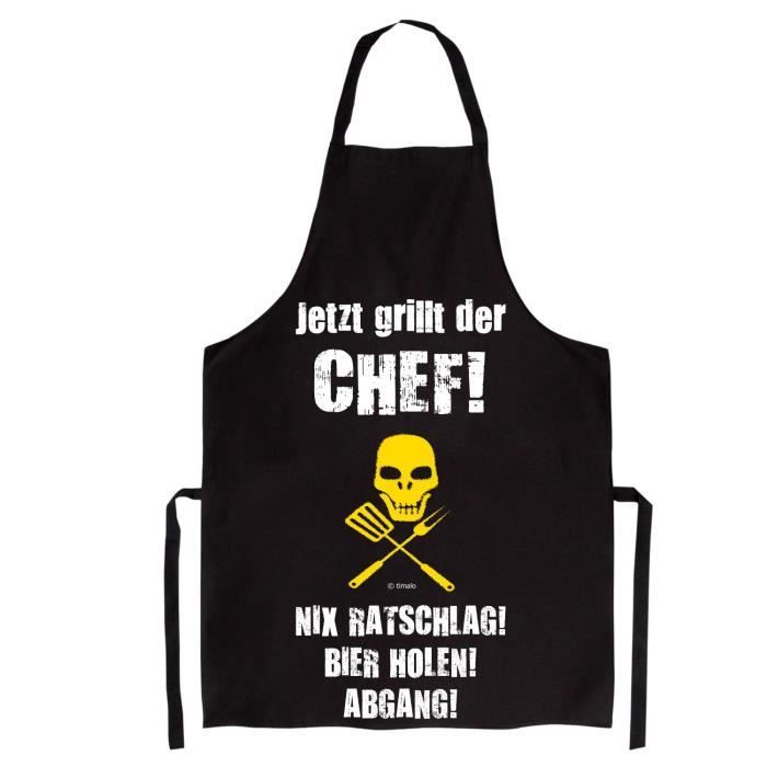 Timalo Tablier De Barbecue Humoristique Pour Homme Avec Inscription En Allemand Jetzt Grillt Der Chef Nix Cliquet Bier Sorti Cdiscount Maison
