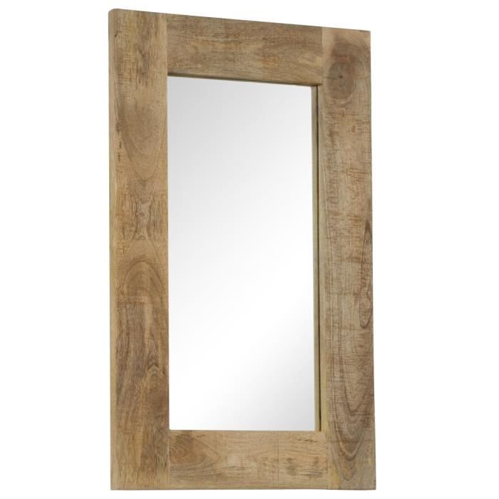 New FR Miroir Salon Miroir décor - Miroir Bois de manguier massif 50 x 80 cm Superbe913906}