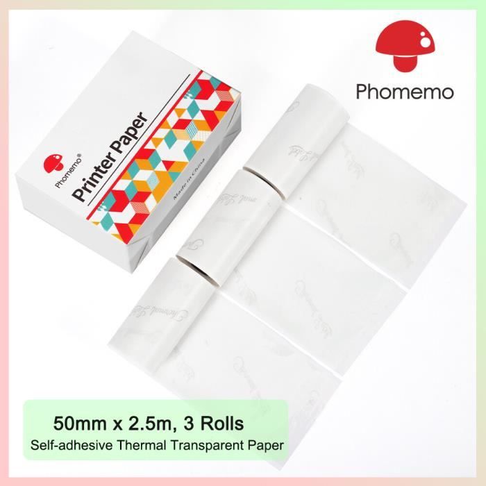 Phomemo – papier autocollant thermique adhésif Transparent, 50mm, pour