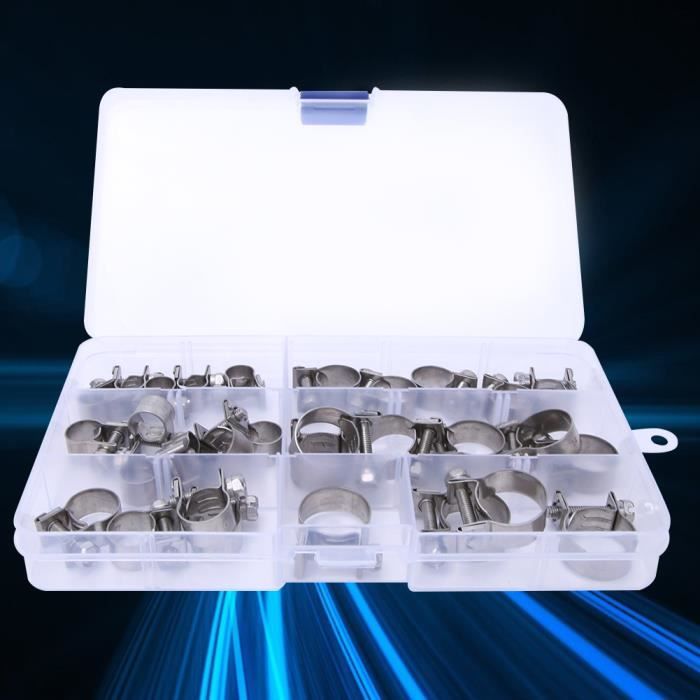 Dilwe Collier De Serrage Kit D'assortiment De Colliers De Serrage De Tuyau De Type R De 48