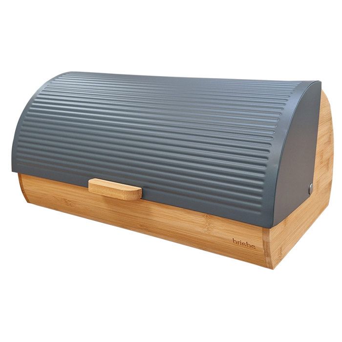 Boîte à Pain en Bois de Bambou Couvercle Coulissant Bread Box Conserver Painen Briebe BB1162  Gris