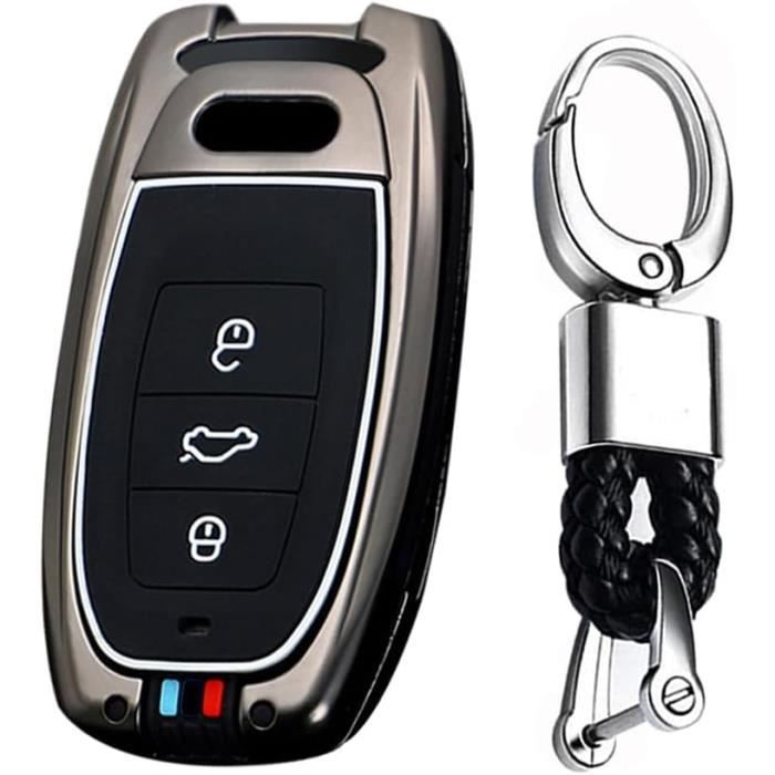 HIBEYO Coque De Clé De Voiture Intelligente-Compatible Avec Audi - Sans Clé D'allumage-pour Voitures A4 A5 A6 A7 Q5 Q7 Q8 S5 S6 RS SQ - Boîtier à Clé Télécommande-en Cuir Synthétique-Couleur