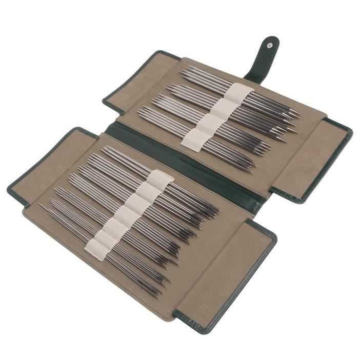 Coopay Lot De 55 Aiguilles à Tricoter En Métal, 2.0-6.5 Mm, En Acier Inoxydable, Double Pointe, 20 Cm, Aiguilles à Tricoter Courtes Droites Pour Chaussettes Et Petits Projets