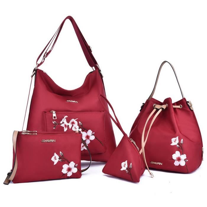 Sac à Main Femme Bandoulière - Motif Fleurs - Noir - Simili Cuir - Petit Format - Neuf Avec étiquettes