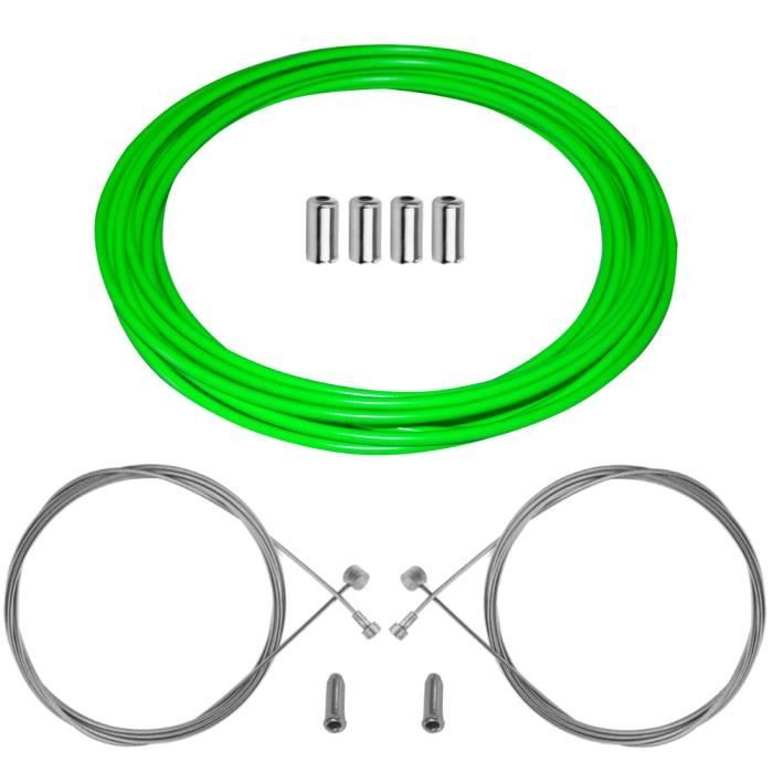 Kit c ble gaine de frein v lo vert fluo CYCLINGCOLORS universel