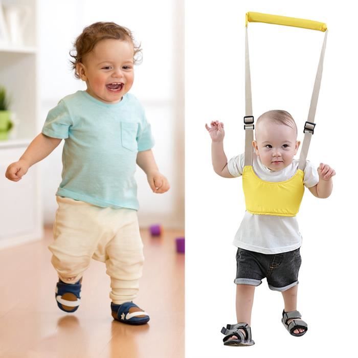 Harnais De Marche Pour Bébé 8-24 Mois - Trotteur Ajustable Avec Ceinture Et Poignée - Gris Bleu