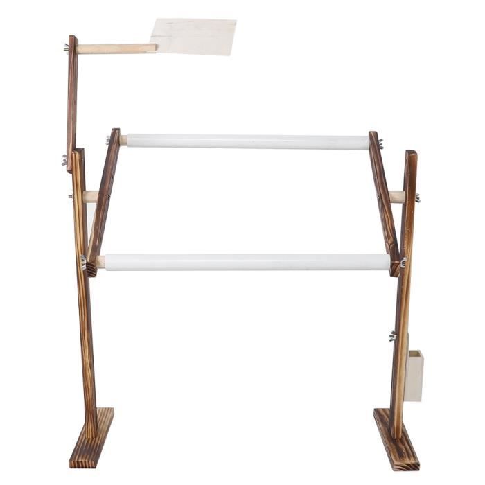 EJ.life cadre de broderie Support de support de broderie en bois antique, hauteur réglable, cadre de point de croix, accessoire