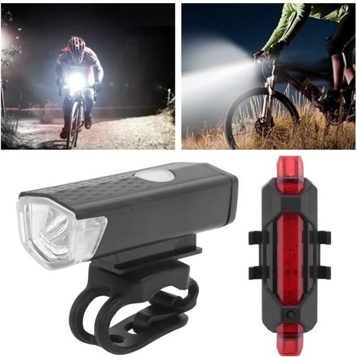 Route Bycicle vélo avant lumière LED phare phare USB Rechargeable arrière