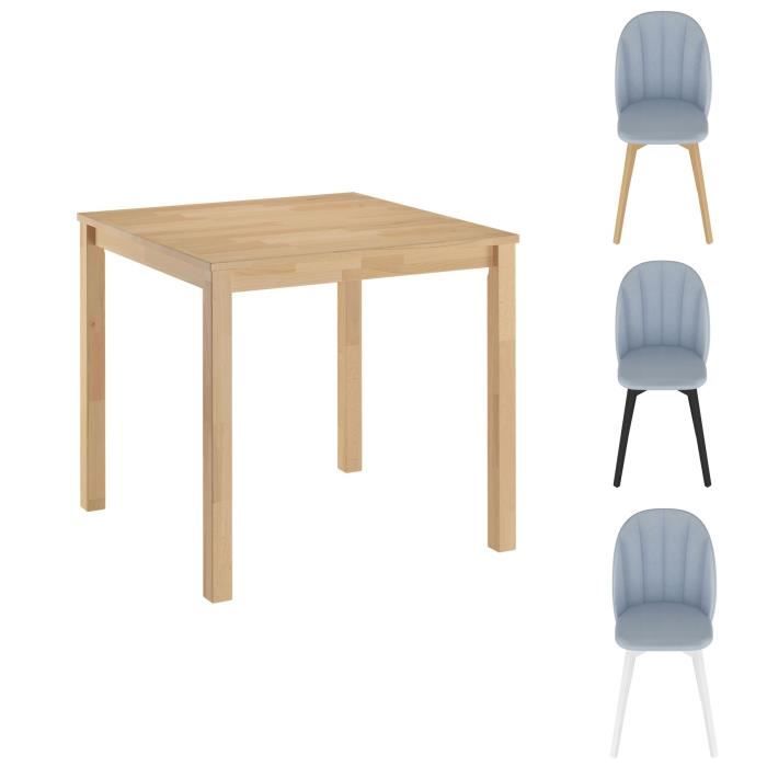 Casaria Ensemble Table + 4 Chaises Leo Hêtre - Salle à Manger 5 Pièces MDF Métal