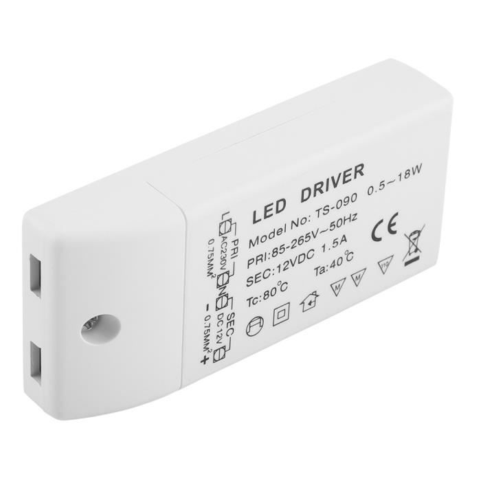Transformateur Alimentation LED 12V 18W-100W - AC 100-220V Vers DC 12V
