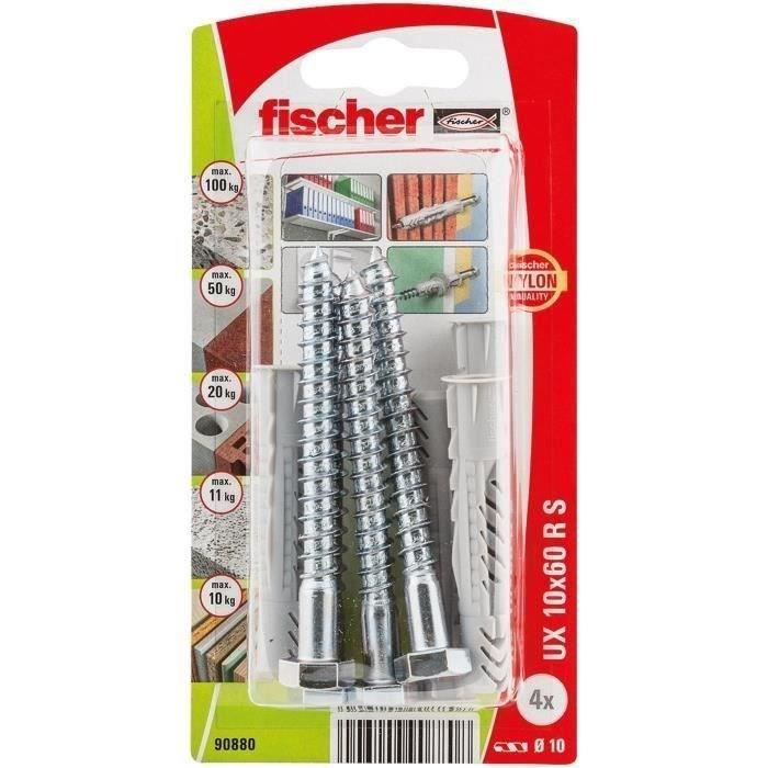 FISCHER - Cheville multimat ux 10x60 rs blister x4
