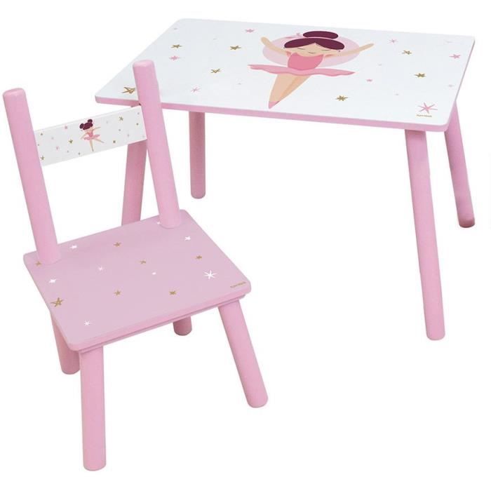 FUN HOUSE Danseuse Ballerine Table H 41,5 cm x l 61 cm x P 42 cm avec une chaise H 49,5 cm x l 31 cm