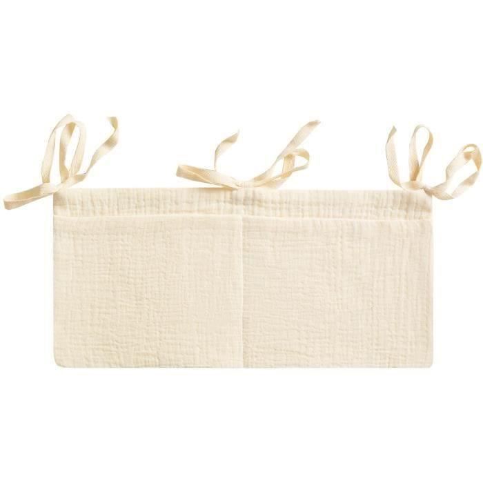 Organisateur Suspendu Bébé 2 Poches - Range-Couches Et Affaires - Accroche Lit, Poussette Ou Table De Nuit - Coton Doux