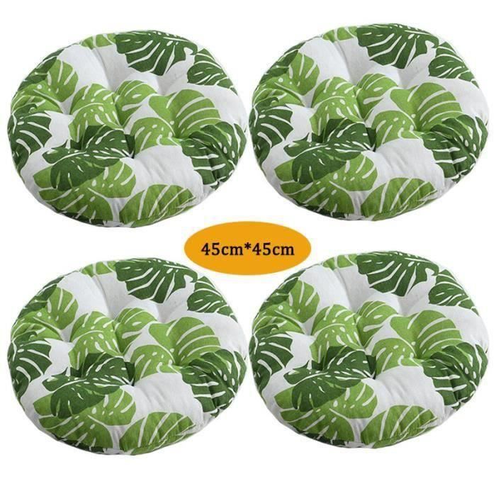 FANSU Coussin De Chaise Rond Epais, Nordique Style Lin Galette De Chaise Tatami Respirant Confortable Coussins De Chaise Pour Intérieur Extérieur Jardin Patio (Fleurs Tropicales,40x40x10cm