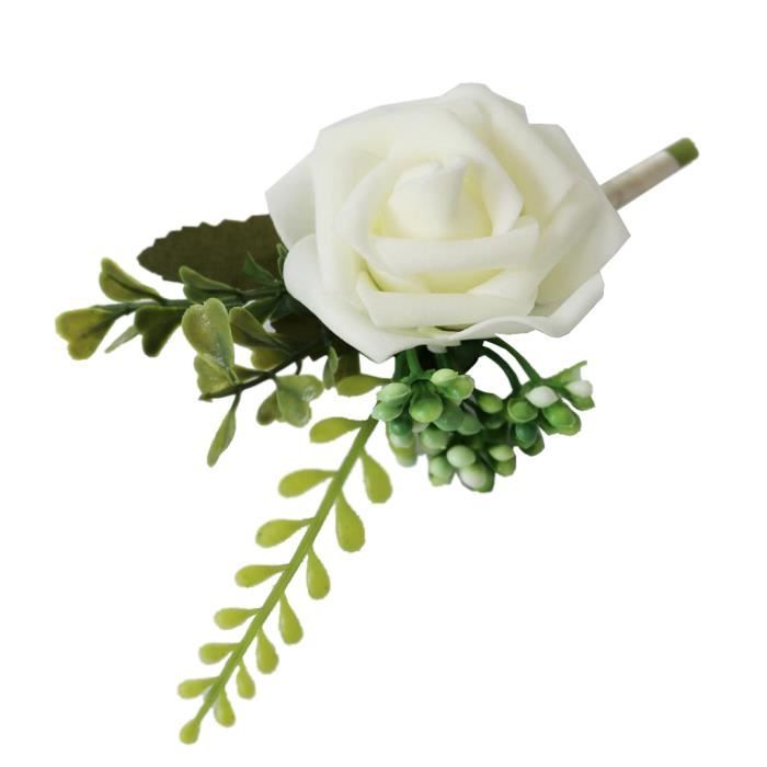 Boutonnière Corsage Mariage avec des épingles Fleur Rose Artificielles de  PE Délicat Ornement de Costume Homme Femme - blanc - Cdiscount Maison
