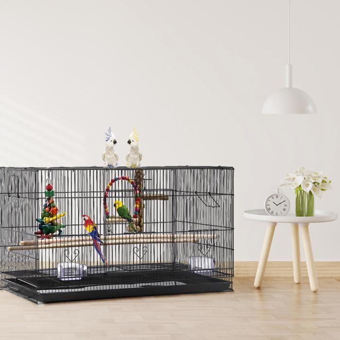Meilleurs prix pour Cage Oiseau Spacieuse - Yipeema - 76x455x455 cm - Noir