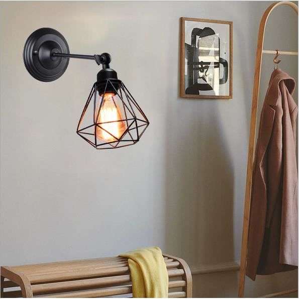 IDEGU Applique Murale Intérieur Industrielle Couloir Noir Lampe Murale Style Vintage en Fer Forge pour salon Chambre
