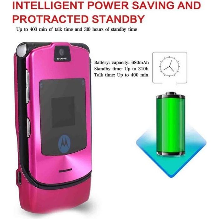 Téléphone portable pliable - Motorola - UE - Rose - 2,2 pouces - 1,2 mégapixels - Bluetooth