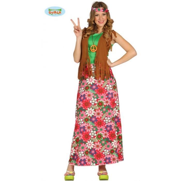 Costume Hippie Femme - Robe Longue - Rose - Modèle Hippie - Polyester -  Cdiscount Jeux - Jouets