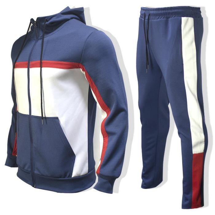 Survetement Jogging Homme Tricolore Marque Modele Manches Longues Col Montant Sport Blanc Cdiscount Pret a Porter