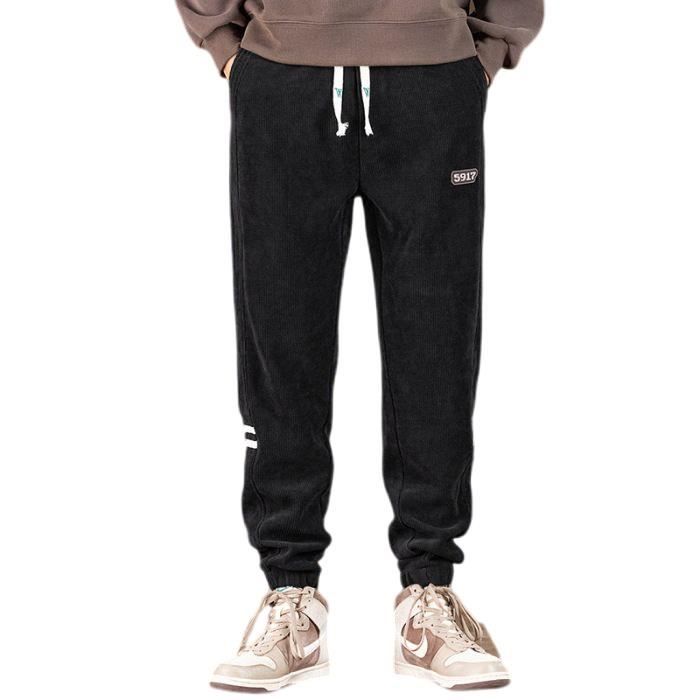 Pantalon Baggy Homme En Velours Côtelé - Taille élastique, Doublure Sherpa, Poches - Chaud Pour L'hiver - 11