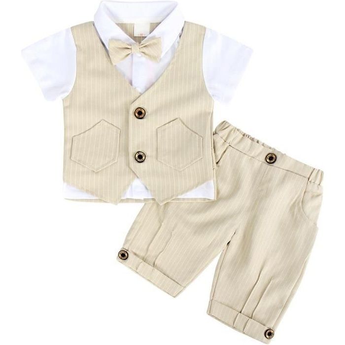 Ensemble bébé garçon cérémonie gilet + chemise + noeud papillon +