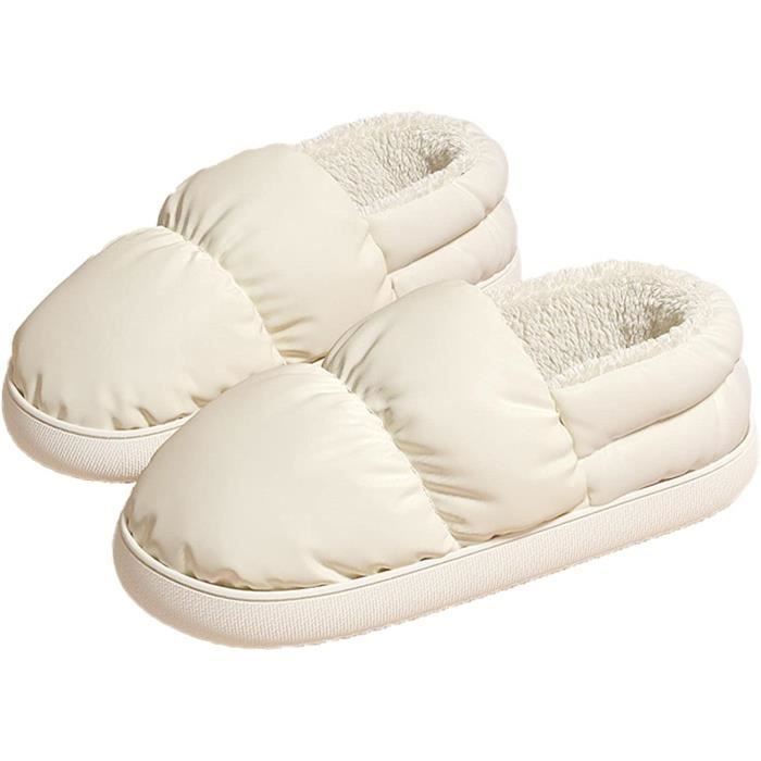 Chaussons/pantoufles Femme Gris - Taille 37, En Peluche Douce, Confortables, Neuves Sans Boîte