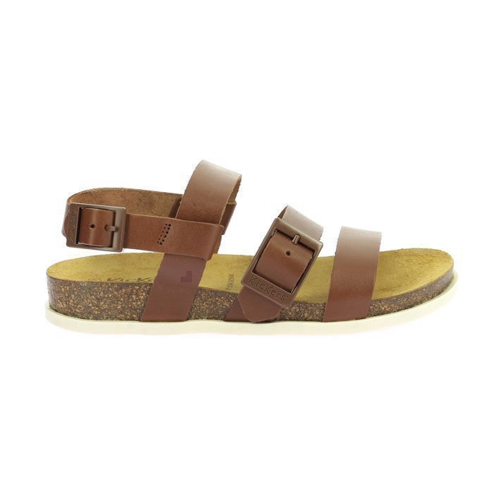 Sandales Kickers Cuir Marron Et Rose Taille 36 - Occasion Bon état, Réglables, Semelle Caoutchouc